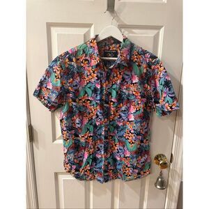 Amongst Others Hawaiian Flowers Short Sleeve Button Down Shirt sz L